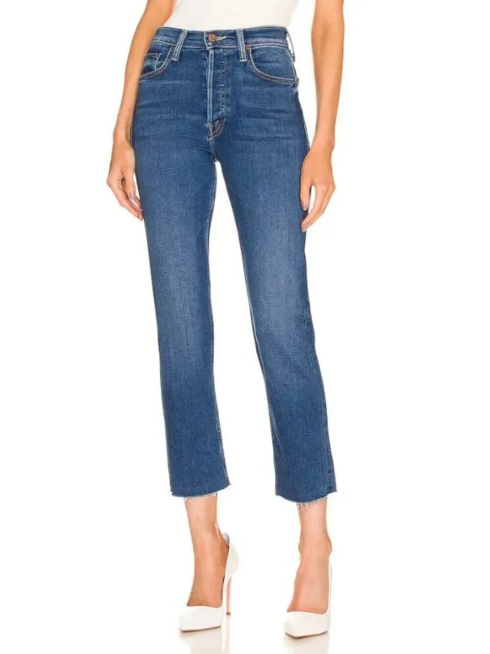 MOTHER The Tomcat Ankle Fray Jeans Women's Size 27 Let's Just Be Friends Raw Hem
